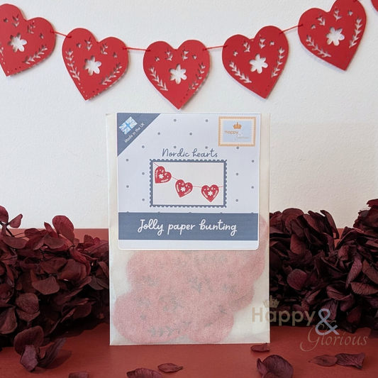 Red Nordic hearts jolly paper bunting