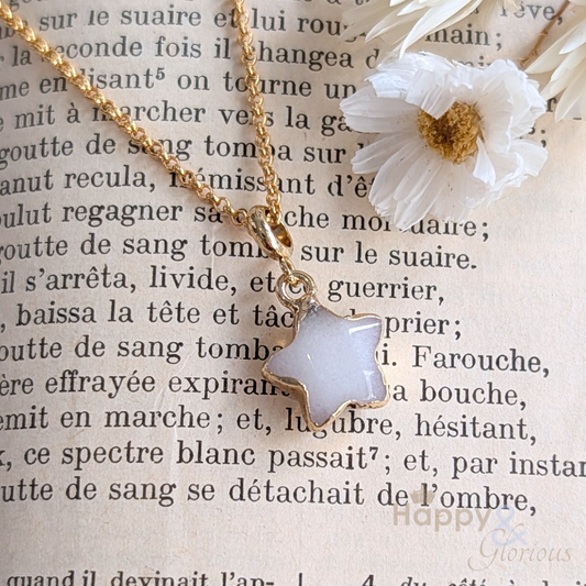 White Jade star gold plated necklace