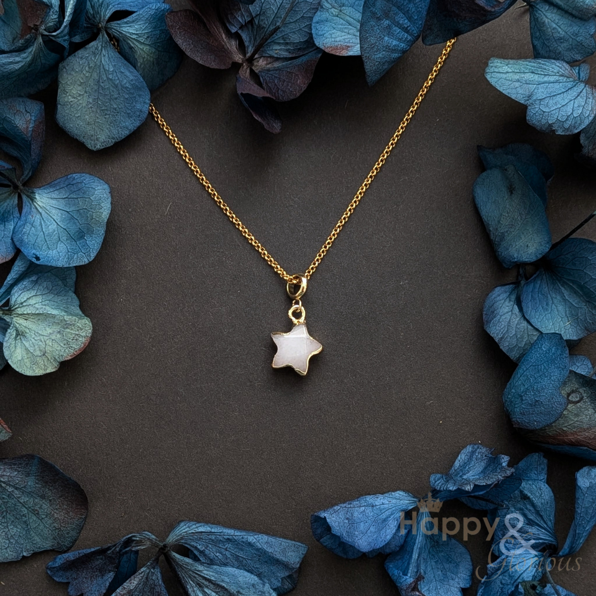 White Jade star gold plated necklace