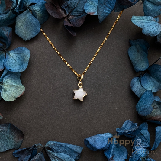White Jade star gold plated necklace