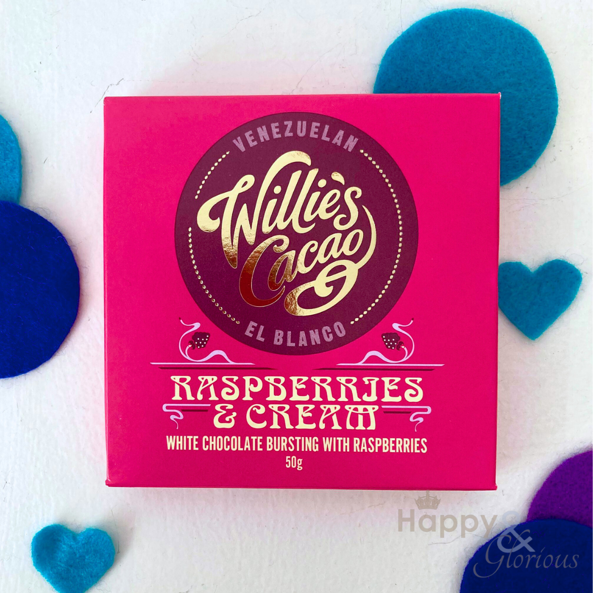 Raspberries & Cream - white chocolate bar with raspberries