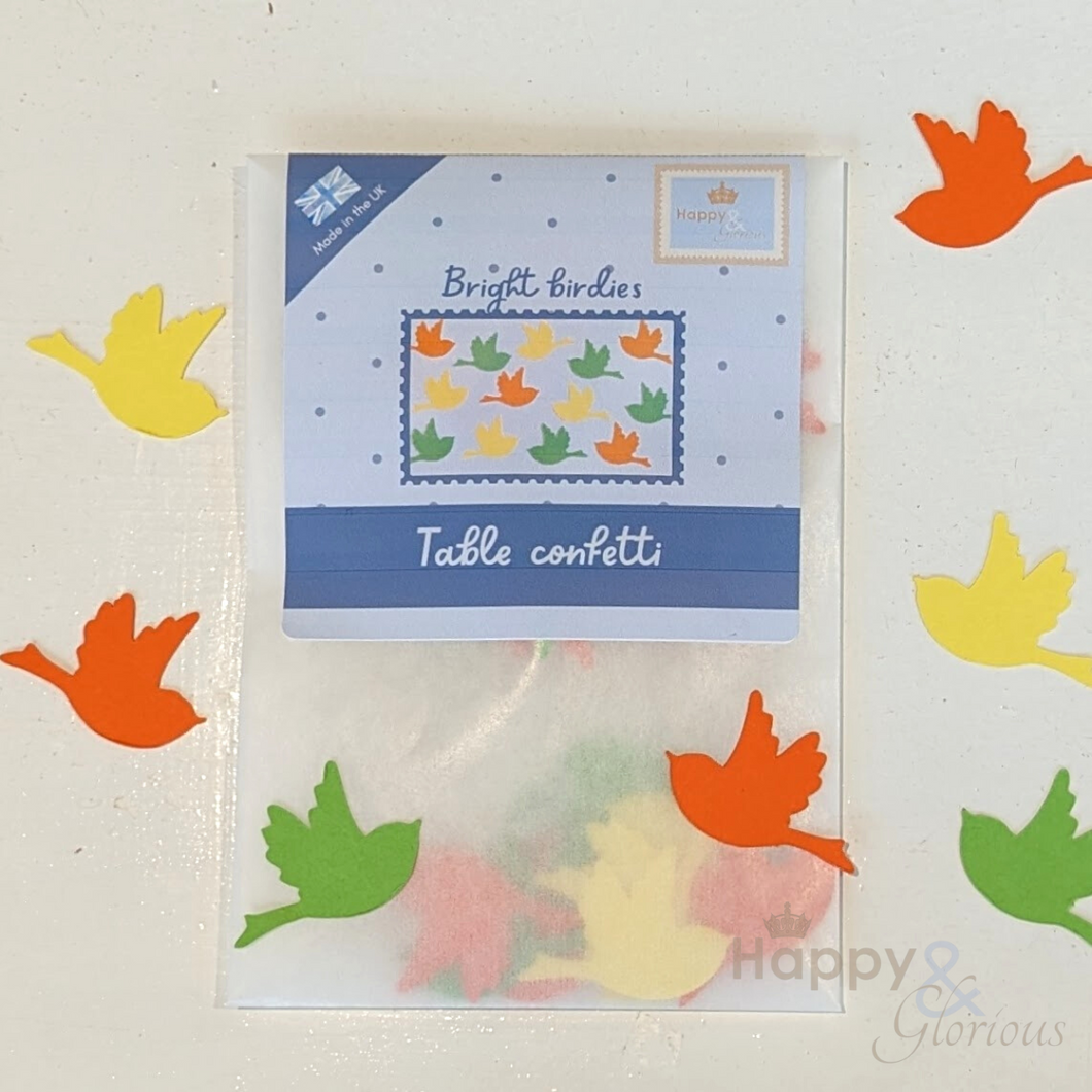 Bright birdies paper table confetti