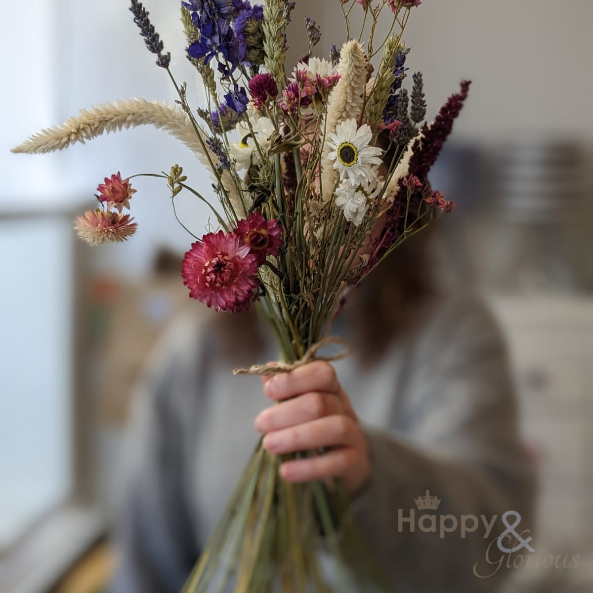 Hand tied, locally grown dried flower bouquet