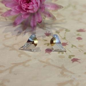 Sterling silver & gold vermeil robin stud earrings