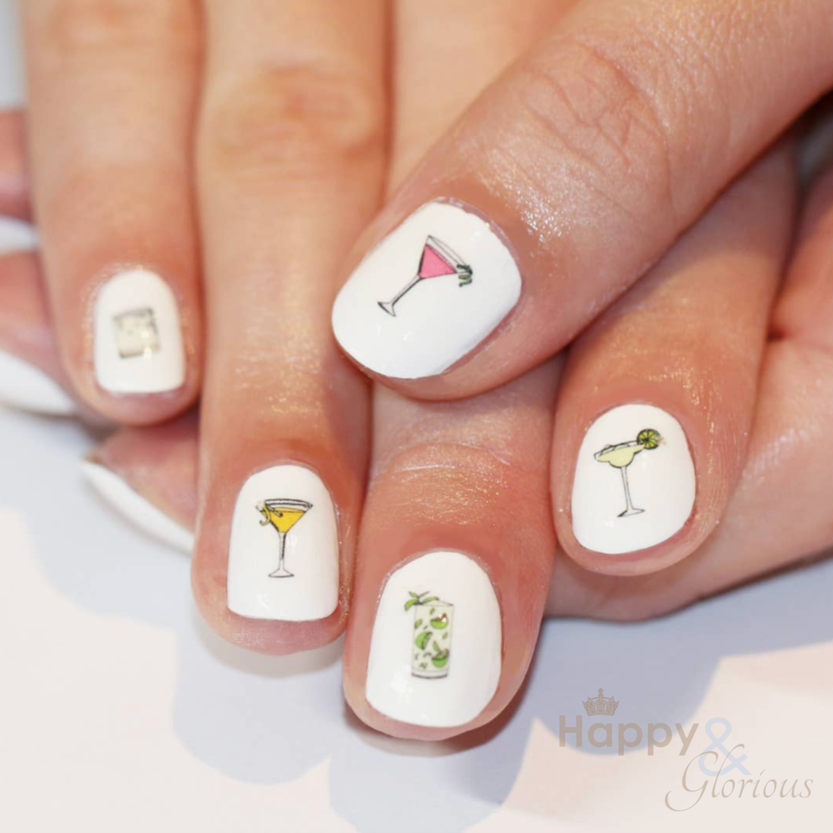 Party cocktail nail art transfers - pack of 24