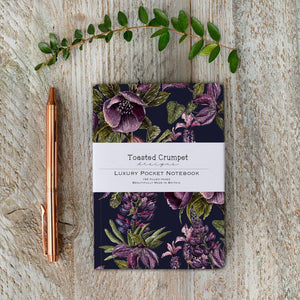 Purple blooms A6 lined pocket notebook