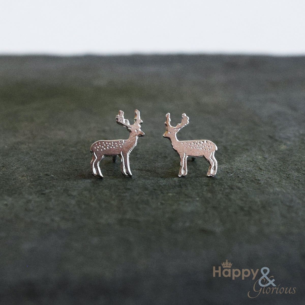 Sterling silver stag stud earrings by Amanda Coleman