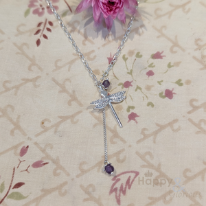 Sterling silver & amethyst dragonfly necklace