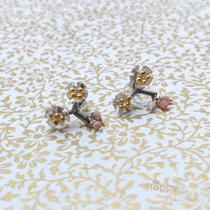 Sterling silver almond blossom branch earrings