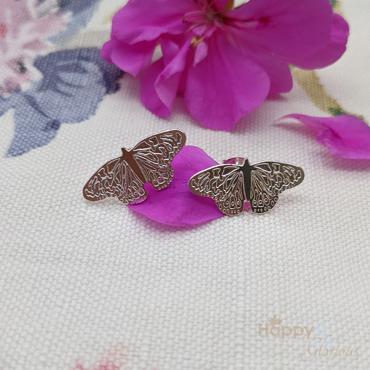 Sterling silver butterfly stud earrings by Amanda Coleman