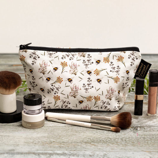 Bees & honeysuckle cotton make up bag