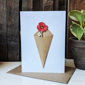 Wooden poppy posy greetings card
