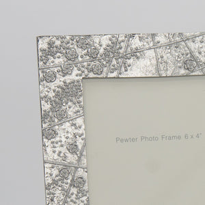 Pewter 'blossom' 3.5" square frame by Lancaster & Gibbings