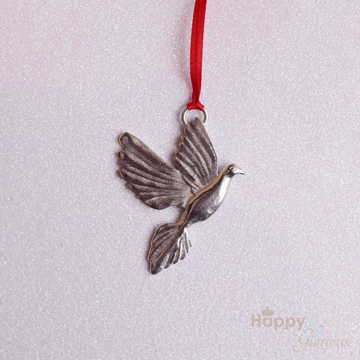 Pewter dove Christmas tree decoration - handmade by Lancaster & Gibbings