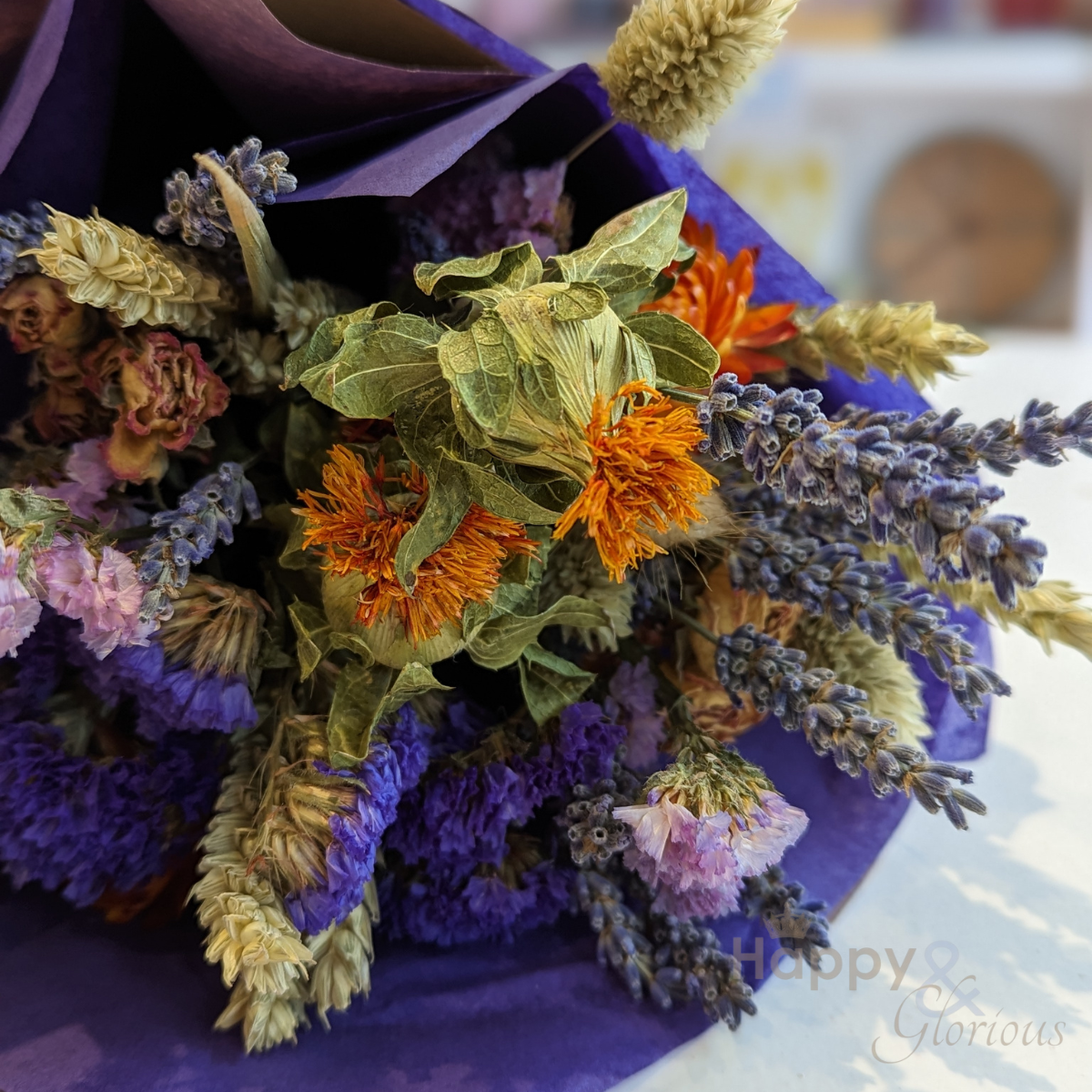 Hand tied dried flower bouquet