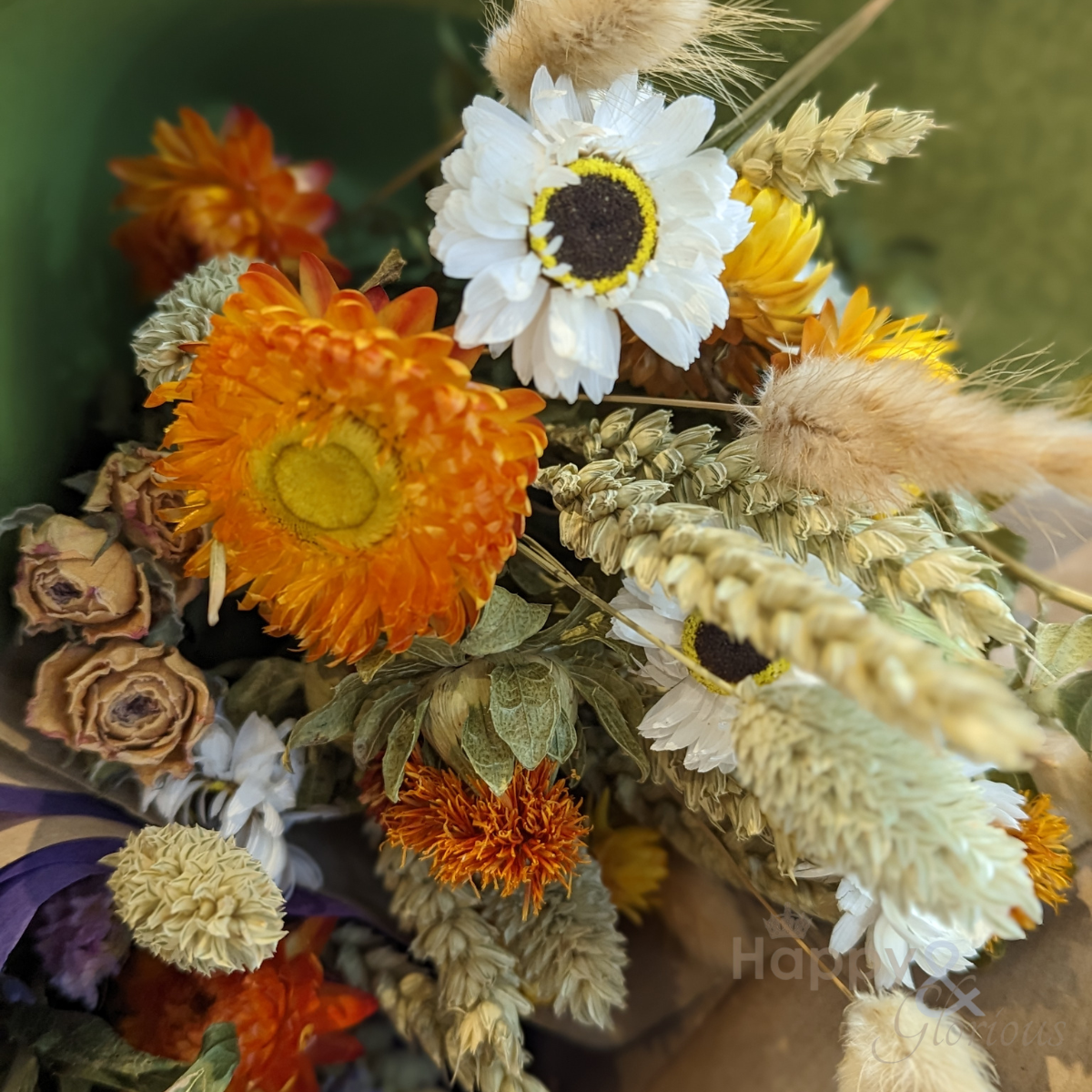 Hand tied, locally grown dried flower bouquet
