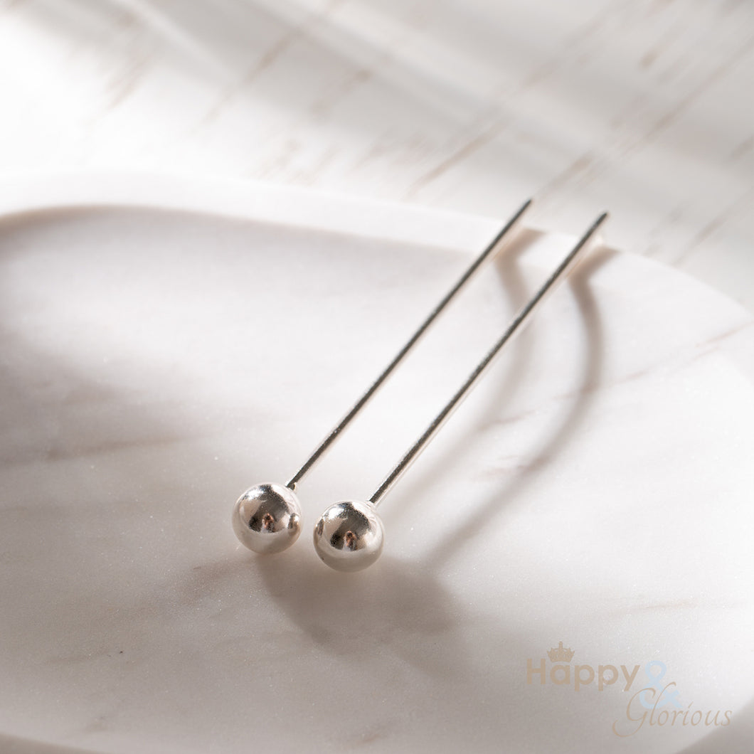 Eco silver line & dot drop stud earrings