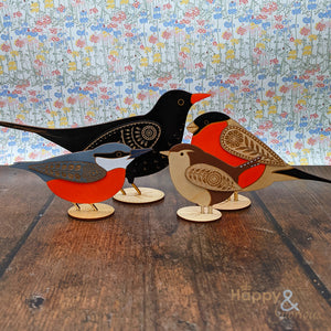 Wooden standing robin decoration