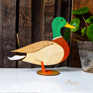 Wooden standing mallard duck decoration