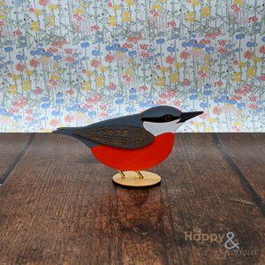 Wooden standing nuthatch decoration