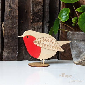 Wooden standing robin decoration