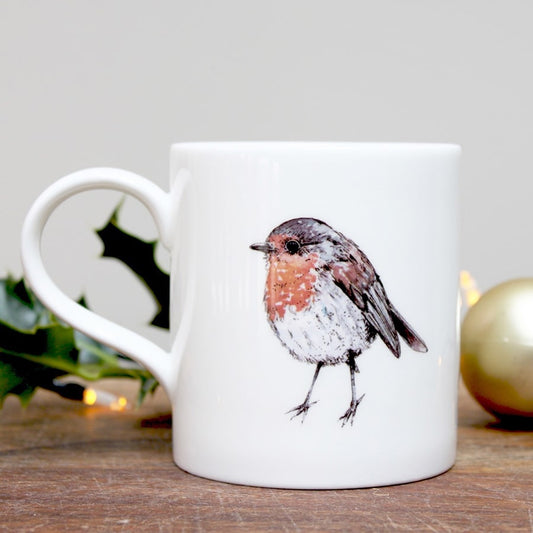 Robin fine china mug