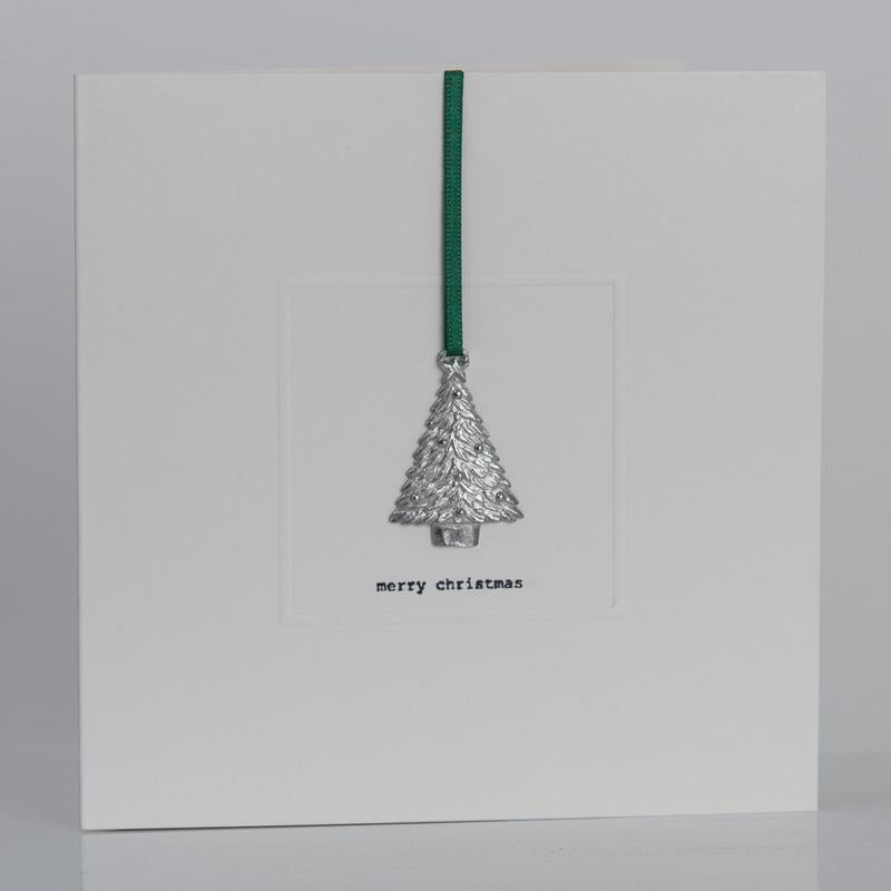 Pewter tree keepsake Christmas card