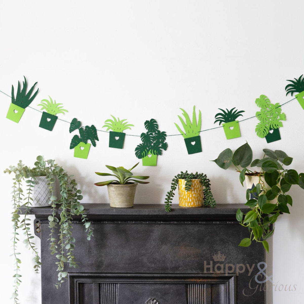 Jolly paper bunting - houseplants
