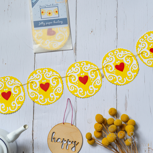 Jolly paper bunting - jammy heart biscuits