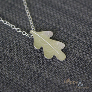 Sterling silver small oak leaf necklace