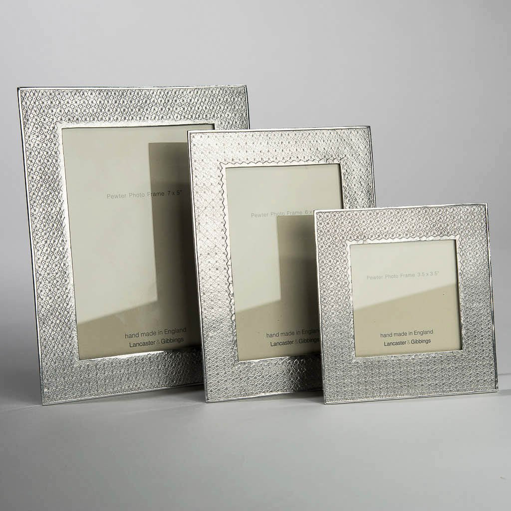 Pewter 'Kiriko' 3.5" square frame by Lancaster & Gibbings