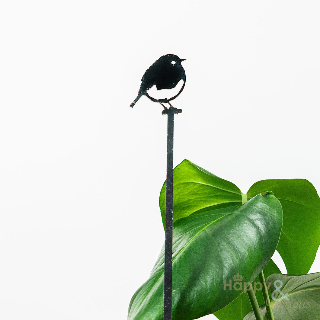 Steel robin silhouette plant stake garden art