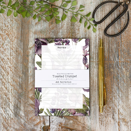 Purple blooms A6 jotter notepad