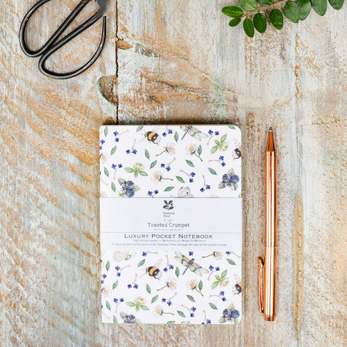 Bees & wildflowers A6 lined pocket notebook