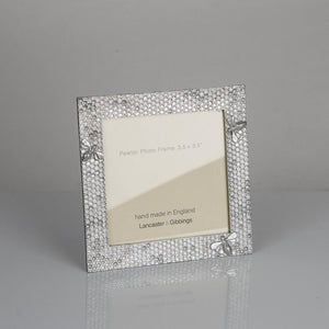Pewter 'honeycomb' 3.5" square frame by Lancaster & Gibbings