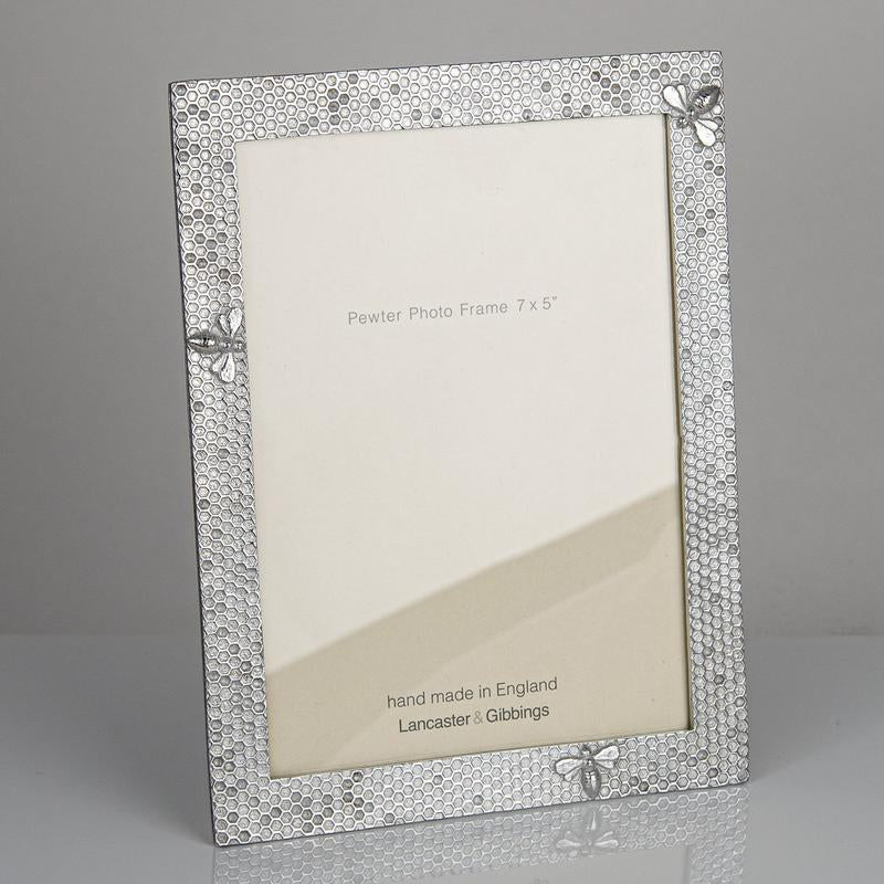 Pewter 'honeycomb' 7x5" frame by Lancaster & Gibbings