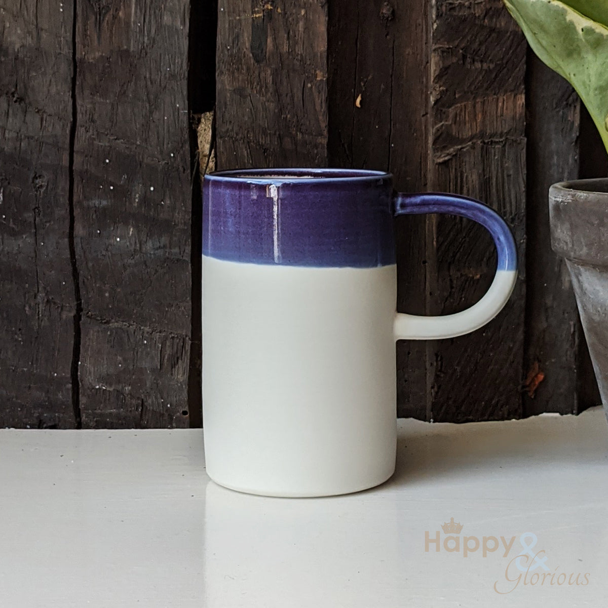 Purple porcelain tall dipped cup