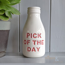 Red ceramic 'Pick of the Day' bottle vase