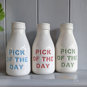 Red ceramic 'Pick of the Day' bottle vase