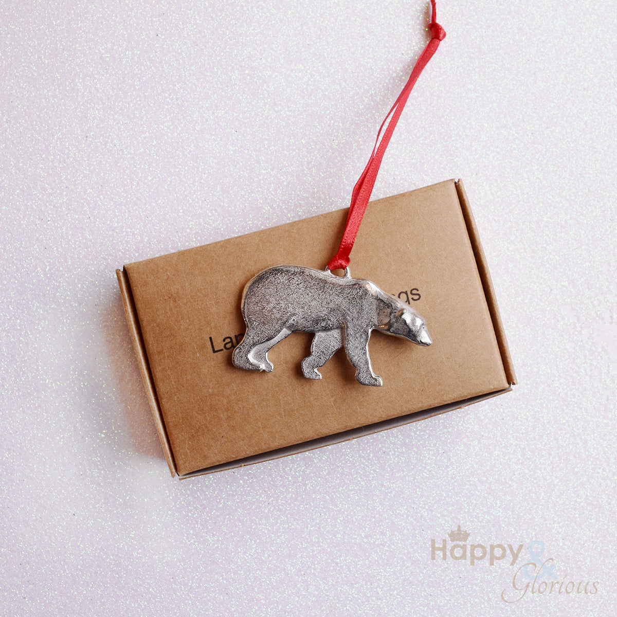 Pewter polar bear Christmas tree decoration - handmade by Lancaster & Gibbings