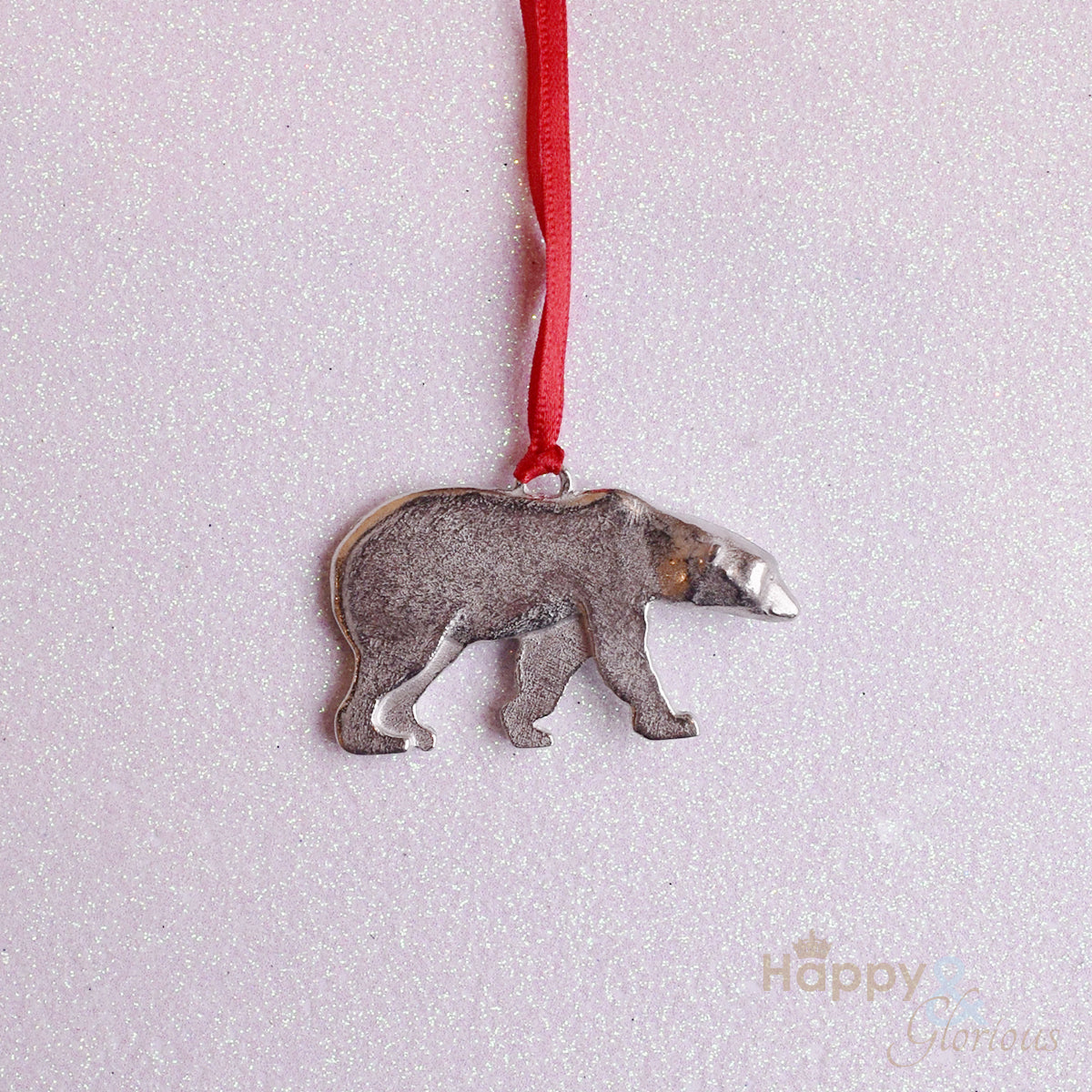 Pewter polar bear Christmas tree decoration - handmade by Lancaster & Gibbings