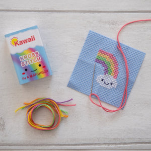 Cross stitch rainbow cloud mini craft kit