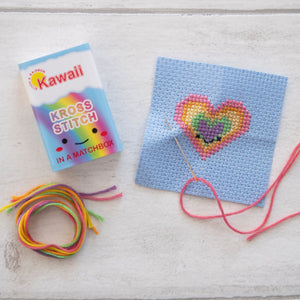 Cross stitch rainbow heart mini craft kit