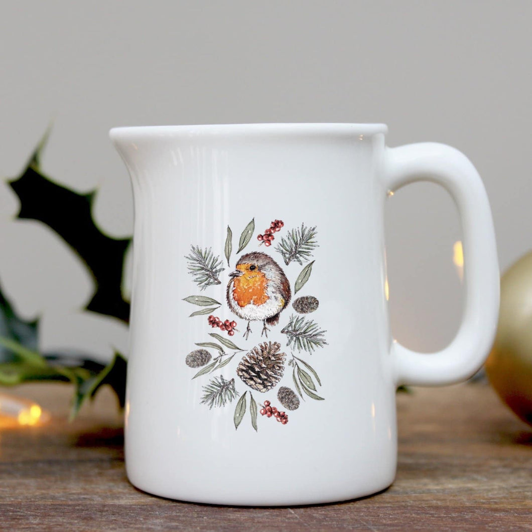 Winter robin mini china jug