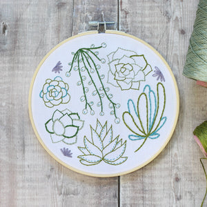 Succulents contemporary embroidery craft kit