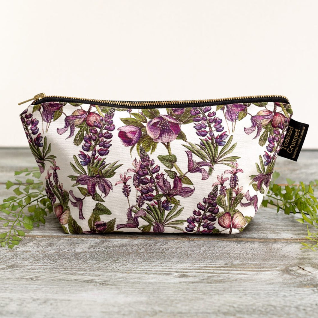 Purple blooms cotton wash bag