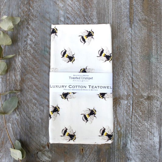 Bumblebees luxury cotton tea towel