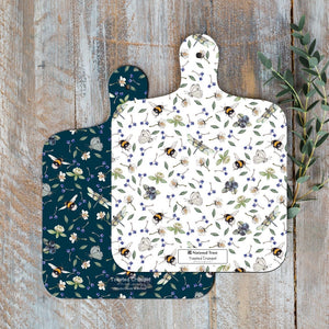 Bees & wild flowers reversible mini chopping board