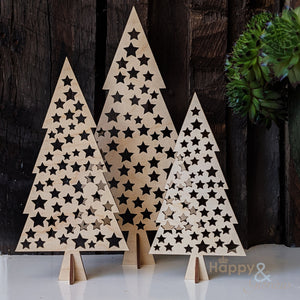 Medium lasercut stars wooden Christmas tree