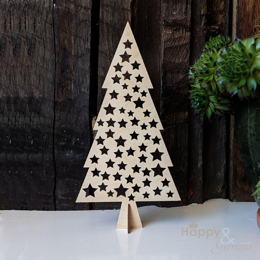 Large lasercut stars wooden Christmas tree
